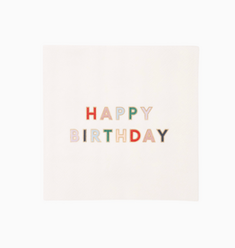 Blanc White Signature Happy Birthday Cocktail Napkins