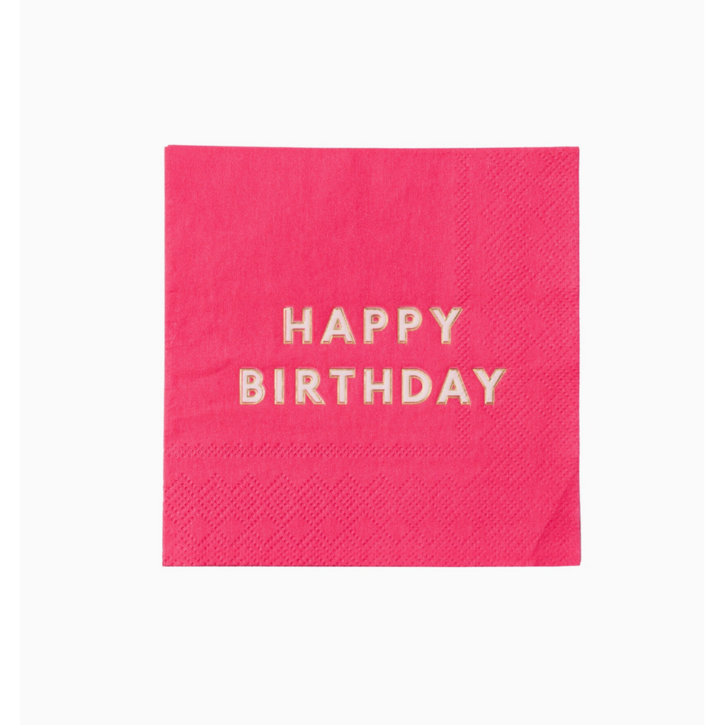 Hot Pink Happy Birthday Cocktail Napkins