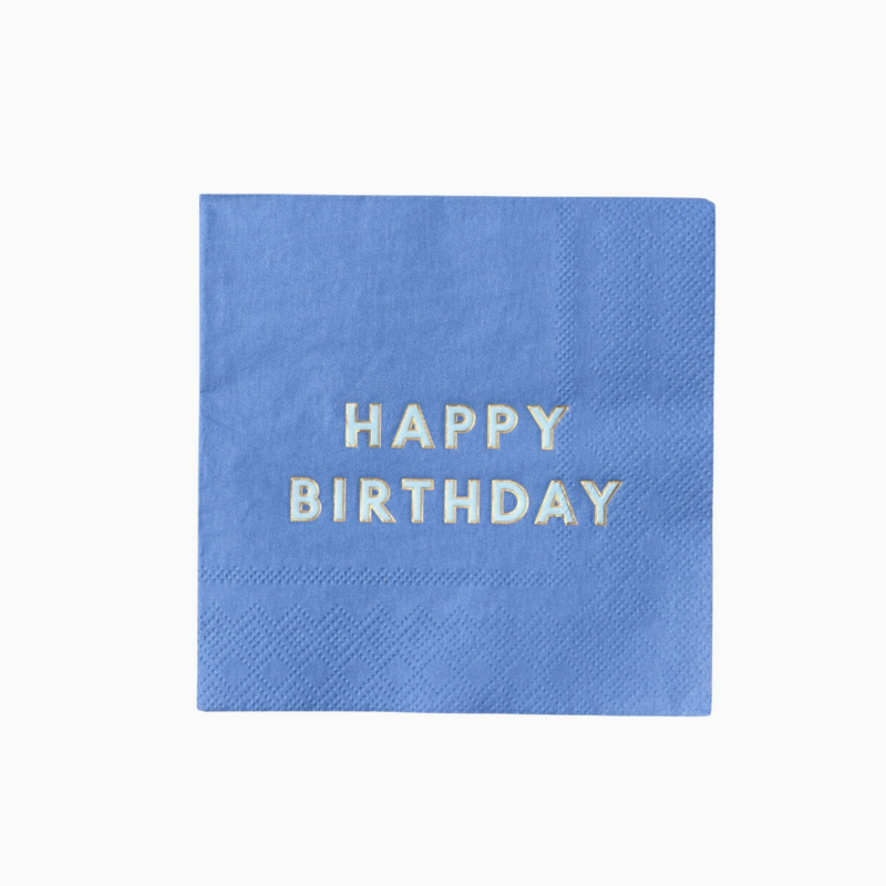 Palisades Blue Signature Happy Birthday Cocktail Napkins