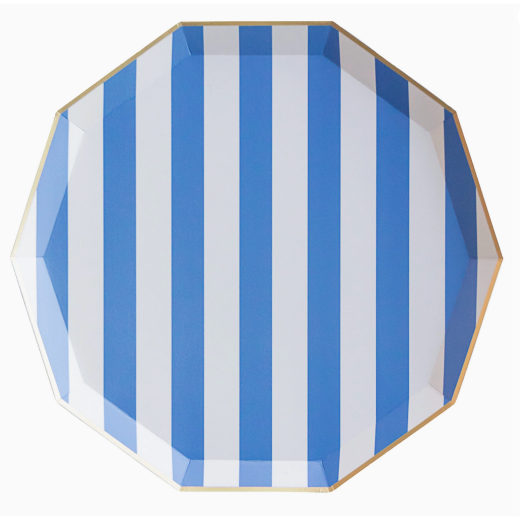 Palisades Blue Signature Cabana Stripe Plates