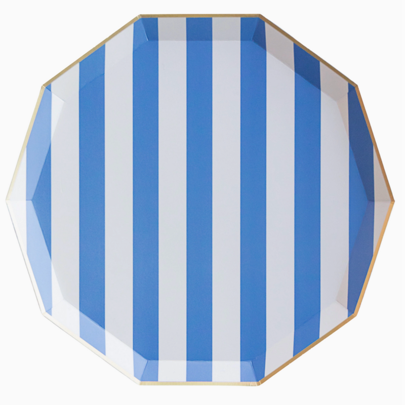 Palisades Blue Signature Cabana Stripe Plates