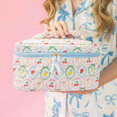 Quilted Cosmetic Bag with Top Handle - Fruit Cocktail