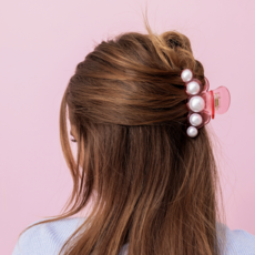 Clear Pink & Pearls Claw Clip