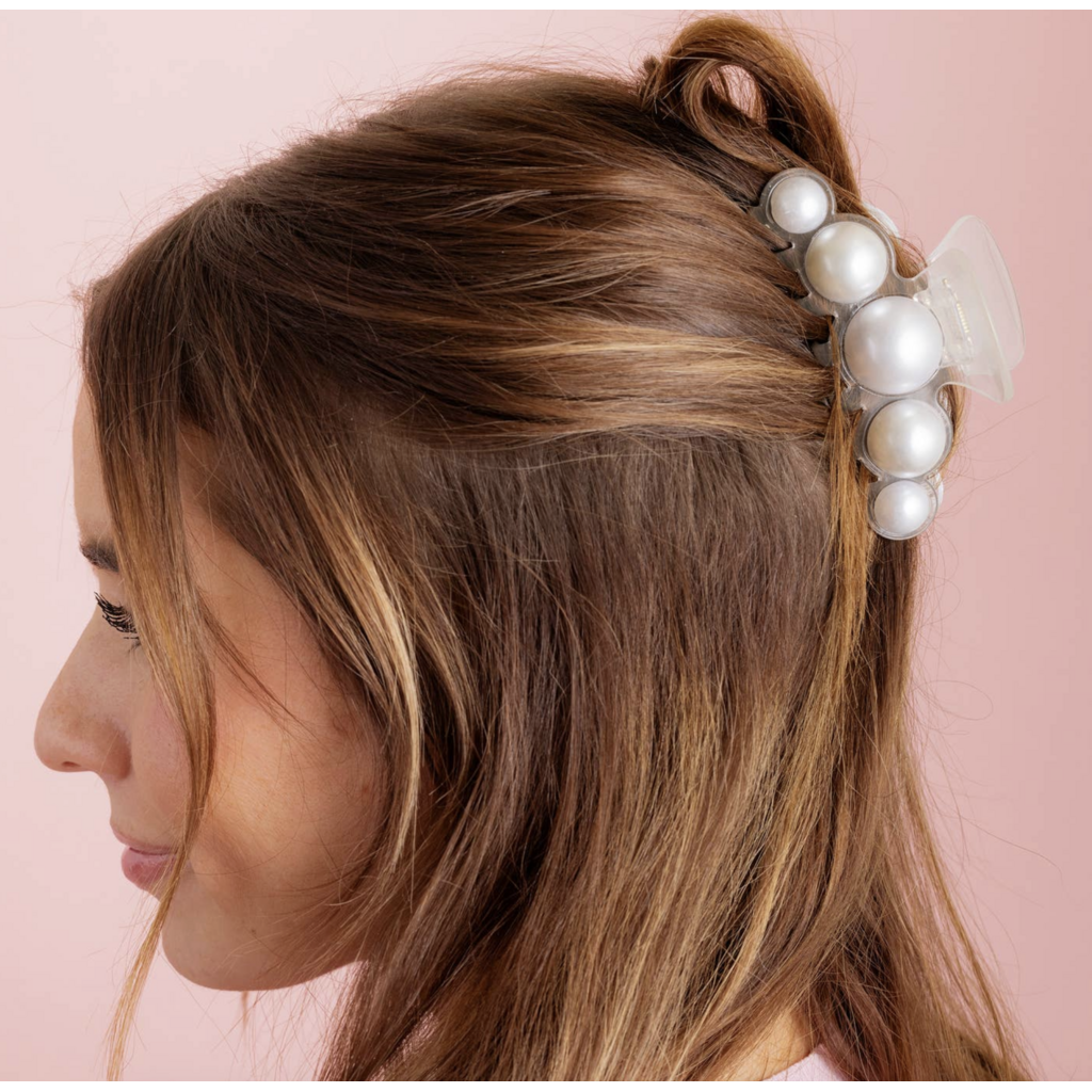 Claw Clip - Clear w/Pearls