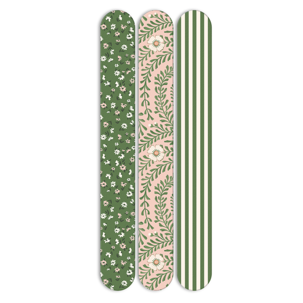 Pink Green Floral Nail File Set
