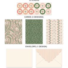 Pink Green Floral Stationery Set