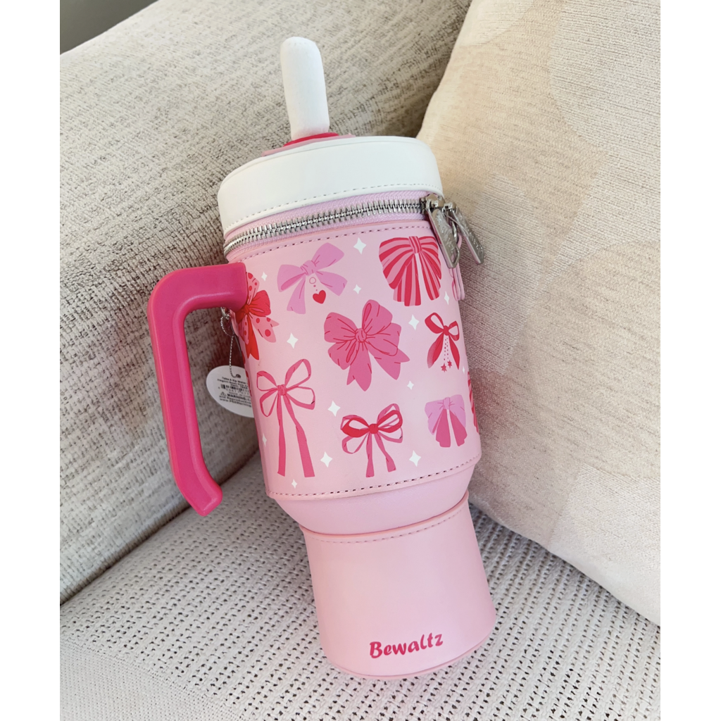 Elegant Pink Bows Take A Sip Water Cup Crossbody