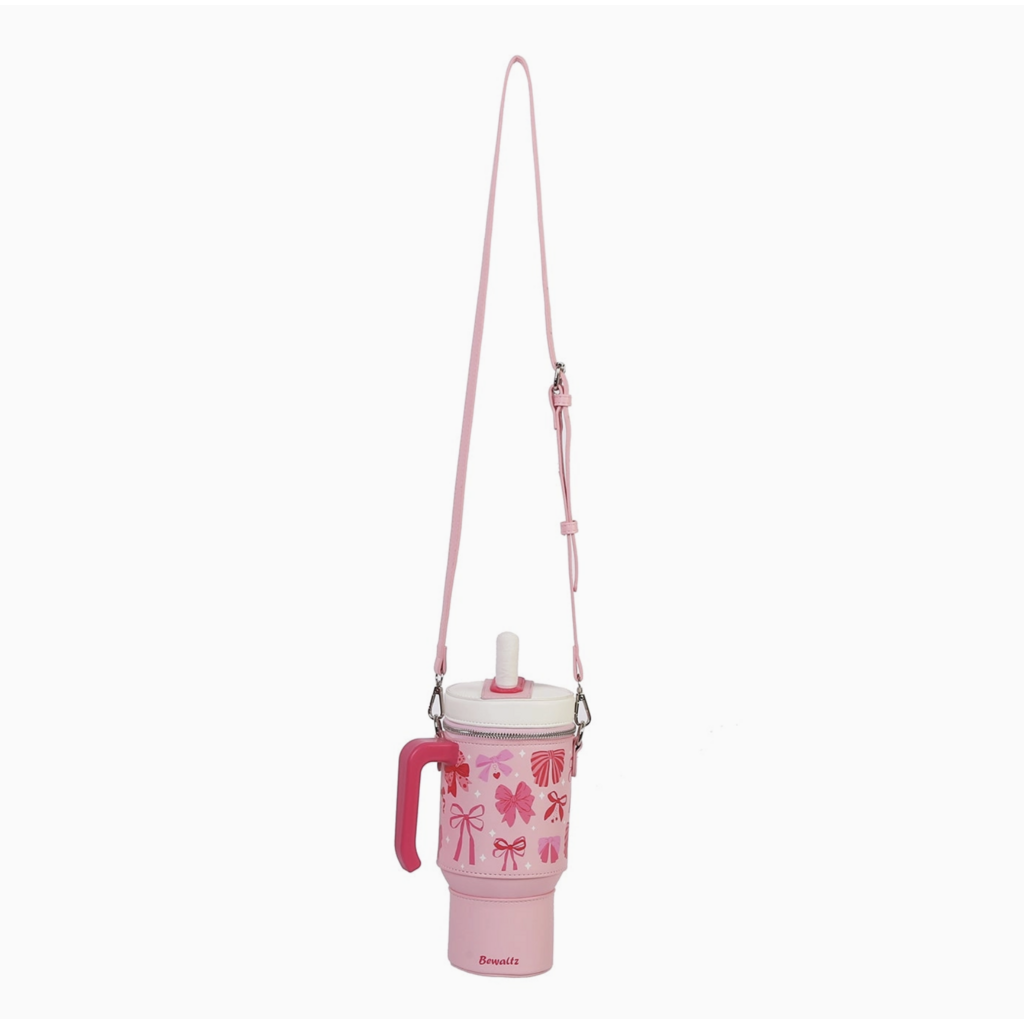 Elegant Pink Bows Take A Sip Water Cup Crossbody