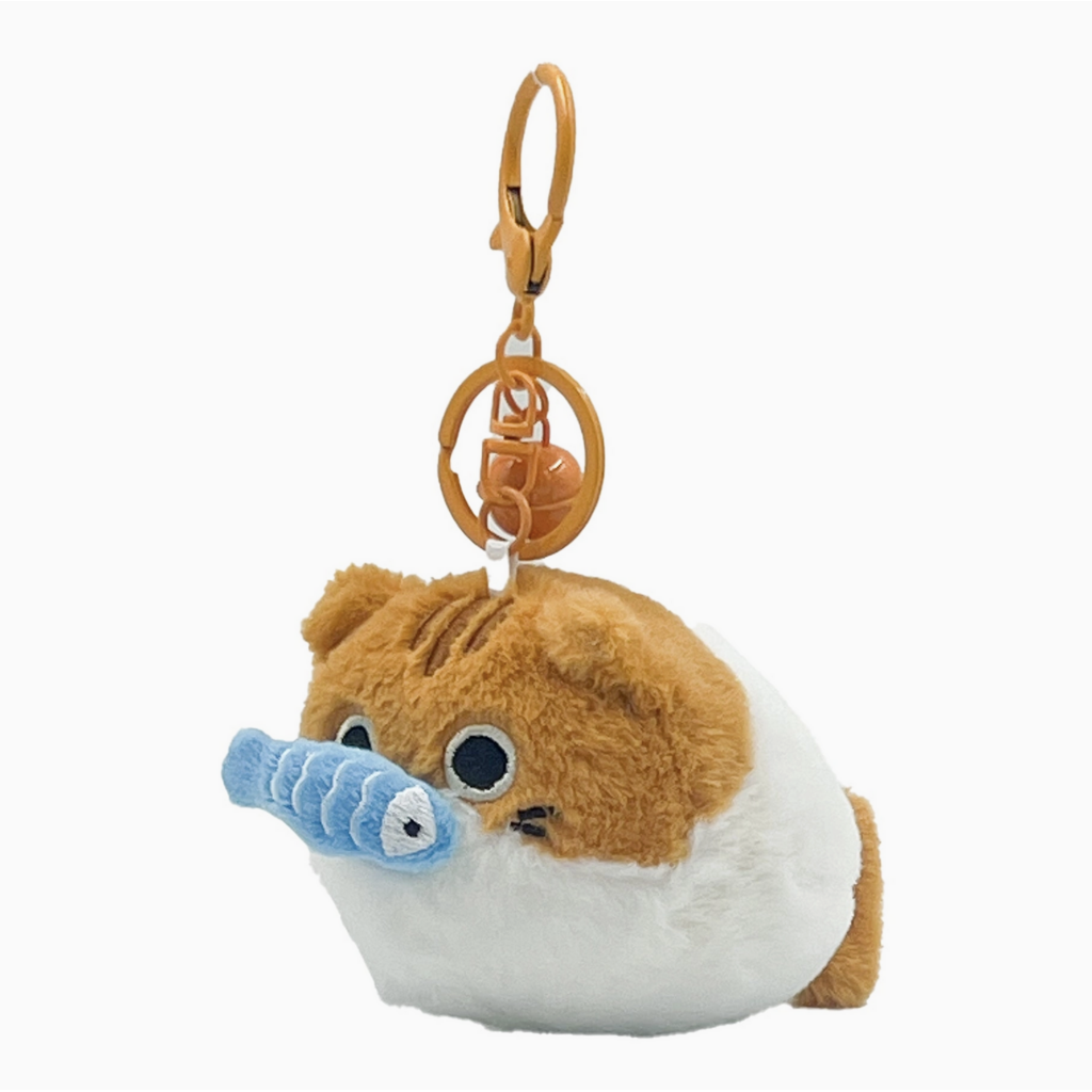 Orange Kitty & Fish Pull On Me Keychain