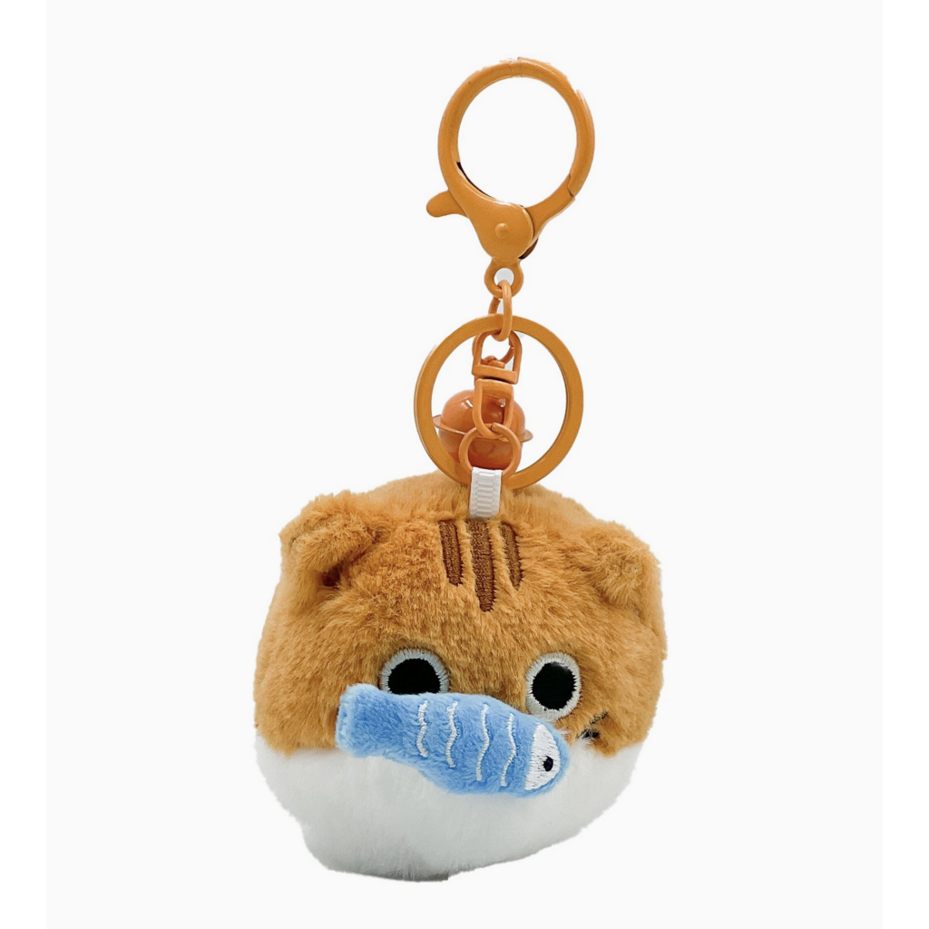 Orange Kitty & Fish Pull On Me Keychain