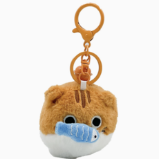 Orange Kitty & Fish Pull On Me Keychain