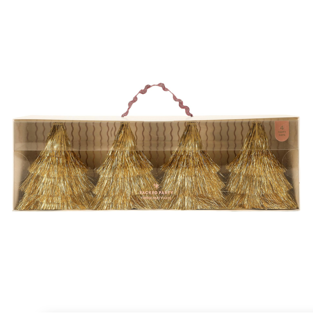 Golden Girl Mini Gold Fringe Party Hats Set
