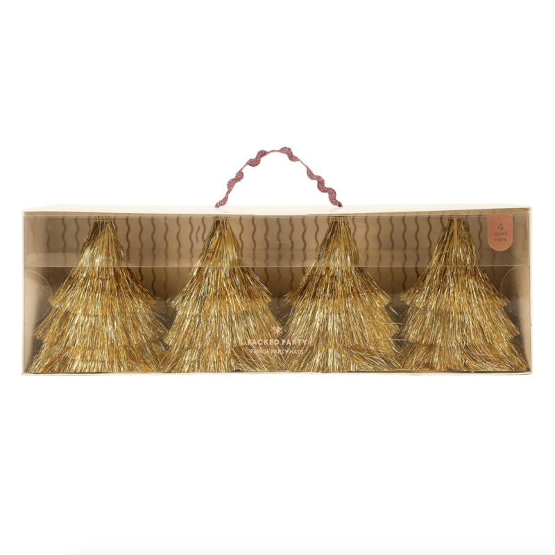 Golden Girl Mini Gold Fringe Party Hats Set