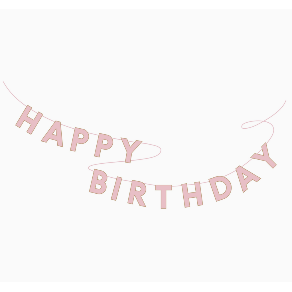 Pink Signature Happy Birthday Banner