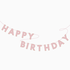 Pink Signature Happy Birthday Banner