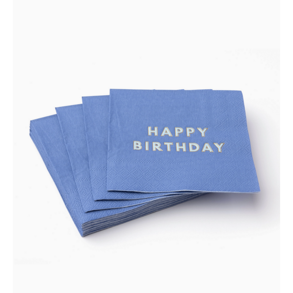 Palisades Blue Signature Happy Birthday Cocktail Napkins