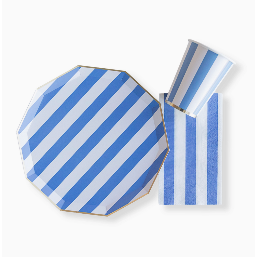 Palisades Blue Signature Cabana Stripe Plates
