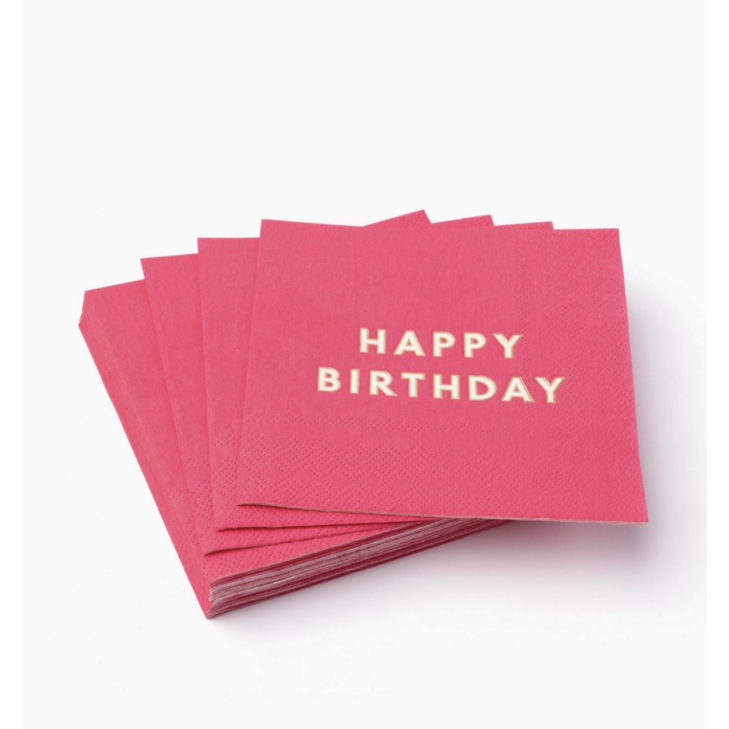 Hot Pink Happy Birthday Cocktail Napkins