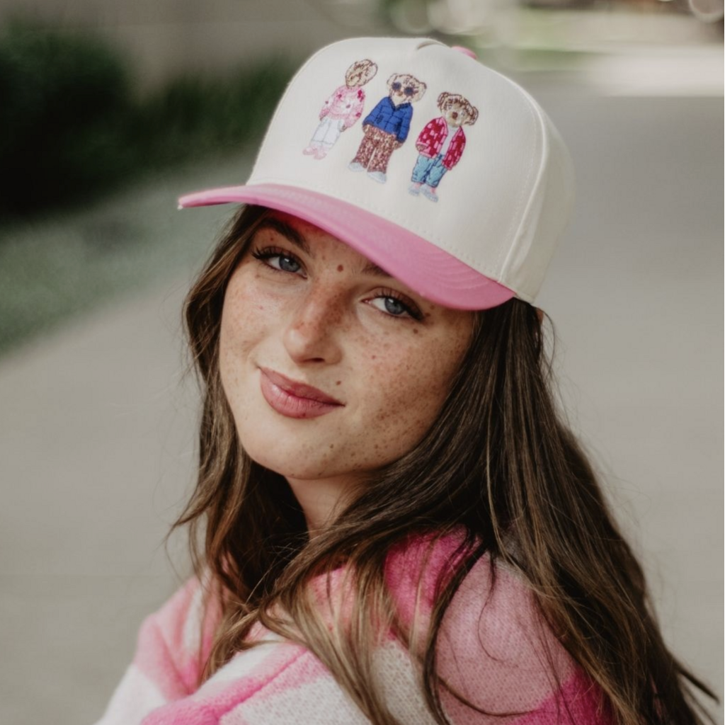 Teddy Bears Pink & Tan Hat