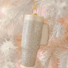 Silver Glitter Trendy Tumbler Christmas Ornament