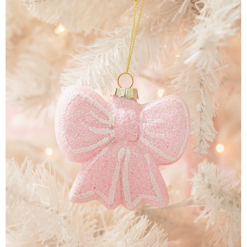 Blush & Sparkle Bow Christmas Ornament