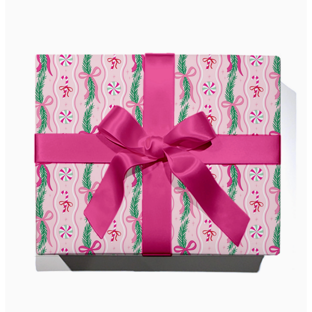 Peppermint & Pine Garland Continuous Wrapping Paper Roll