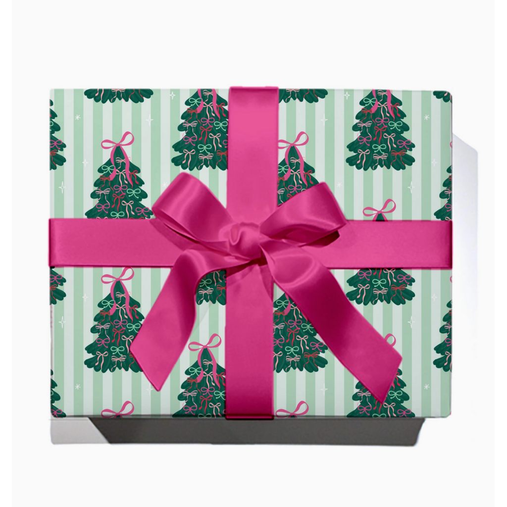 Tied Up In Bows Holiday Trees Continuous Wrapping Paper Roll