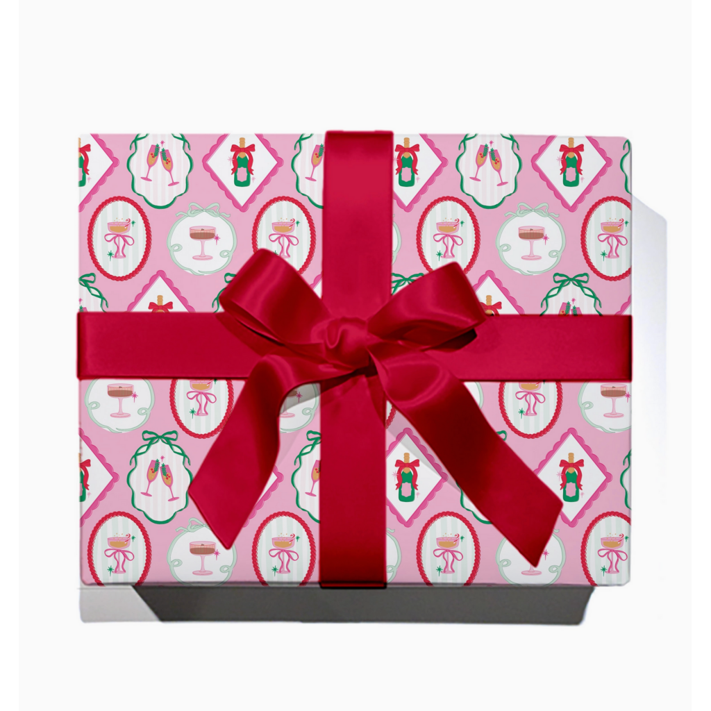Pop Fizz Clink Christmas Cocktail Continuous Wrapping Paper Roll