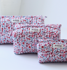 Crimson Garden Print Travel Makeup Bag