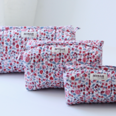 Crimson Garden Print Travel Makeup Bag
