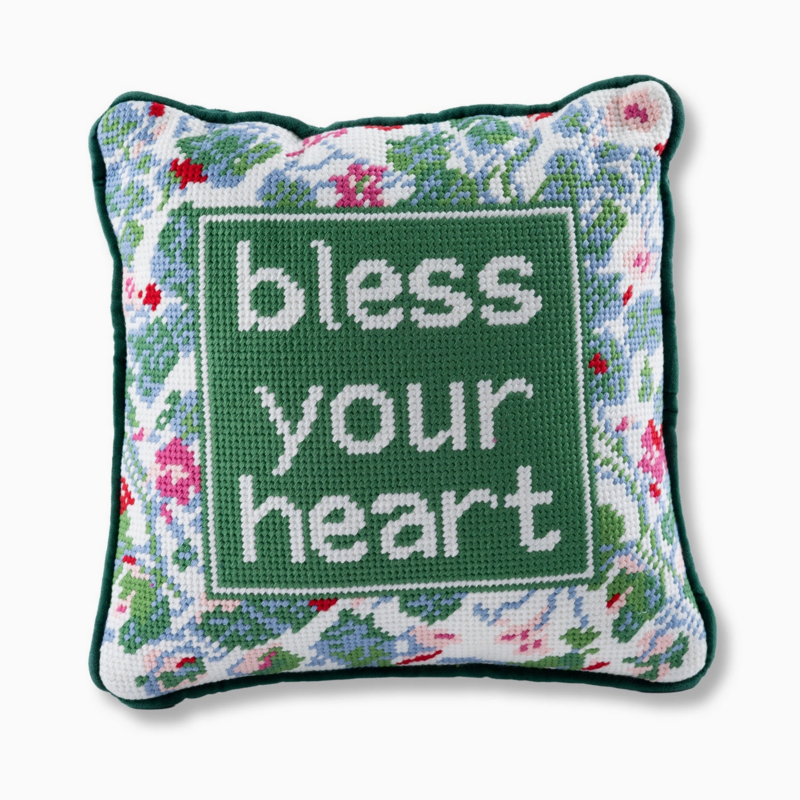 Bless Your Heart Needlepoint Pillow