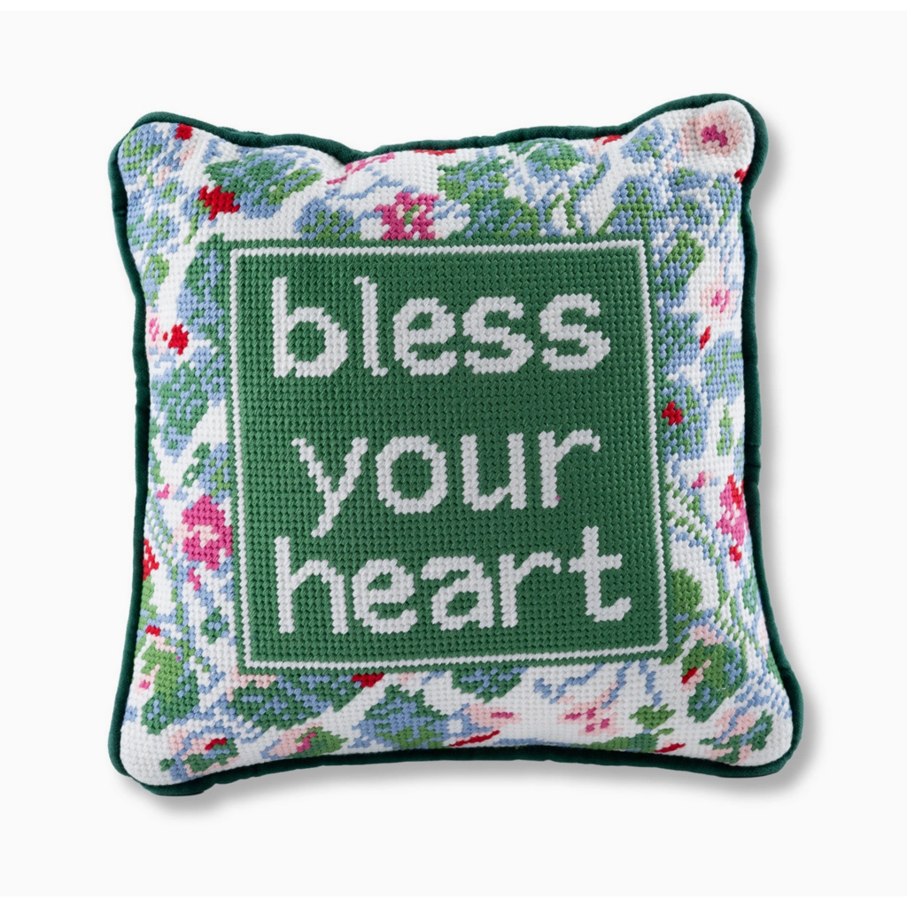 Bless Your Heart Needlepoint Pillow