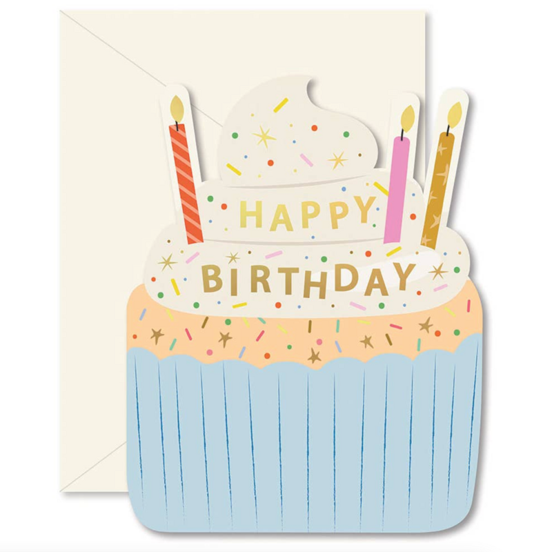 Birthday Cupcake Die-Cut Folded Greeting Card