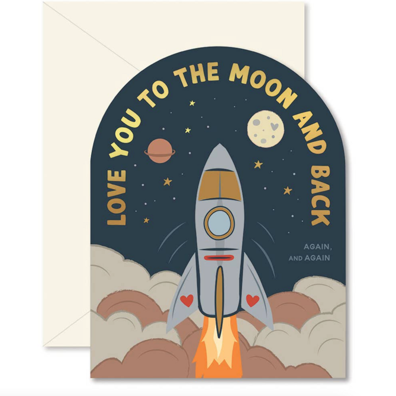 Rocket Love To The Moon and Back Greeting Card