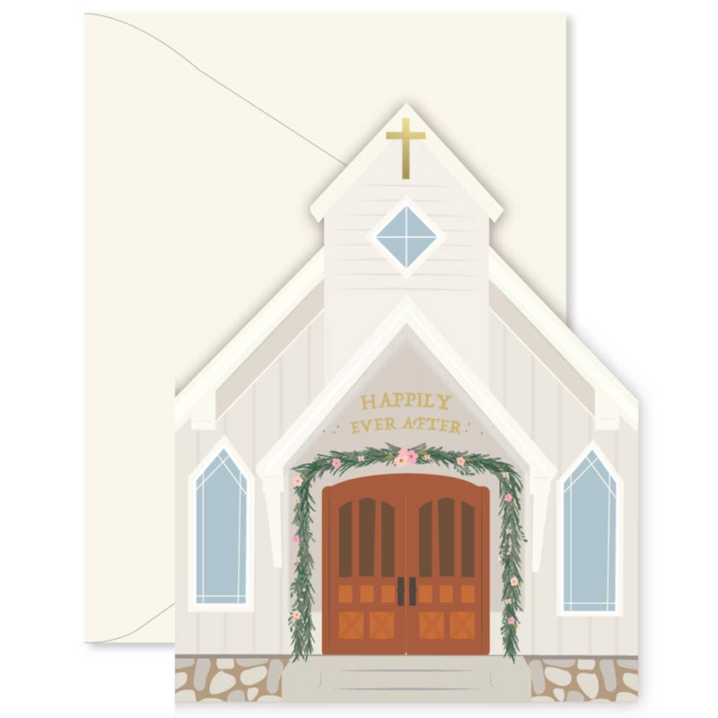 Wedding Chapel Die-Cut Greeting Card