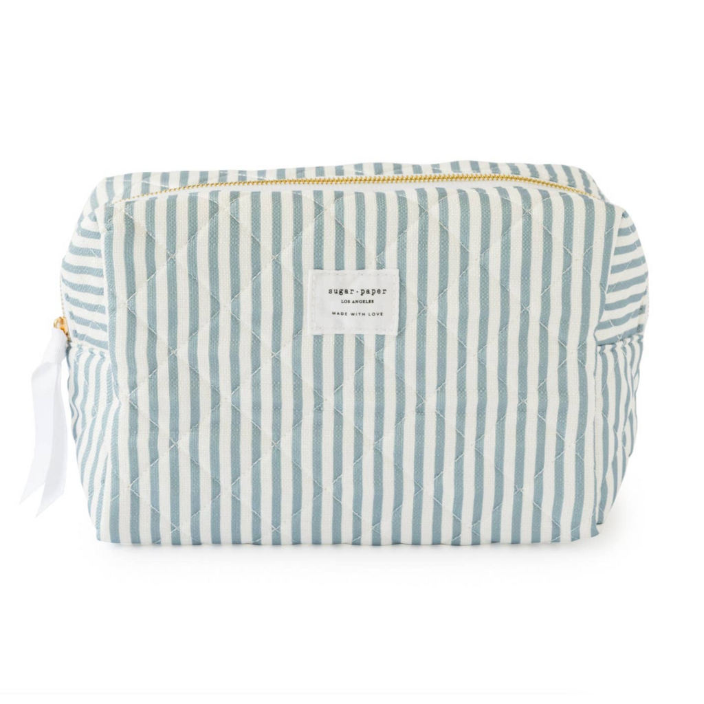 Large Cosmetic Pouch - Blue Stripe
