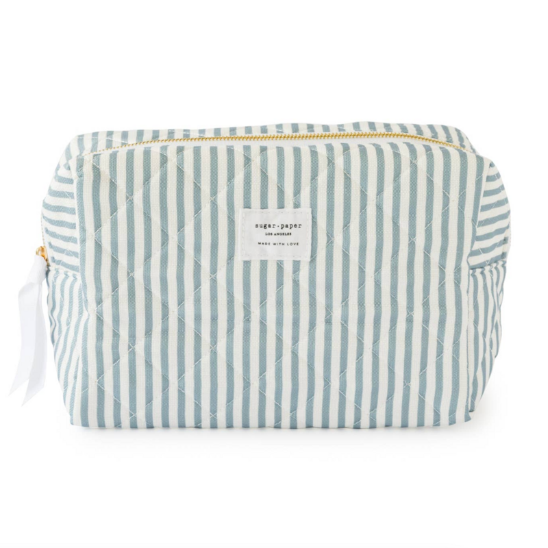 Large Cosmetic Pouch - Blue Stripe