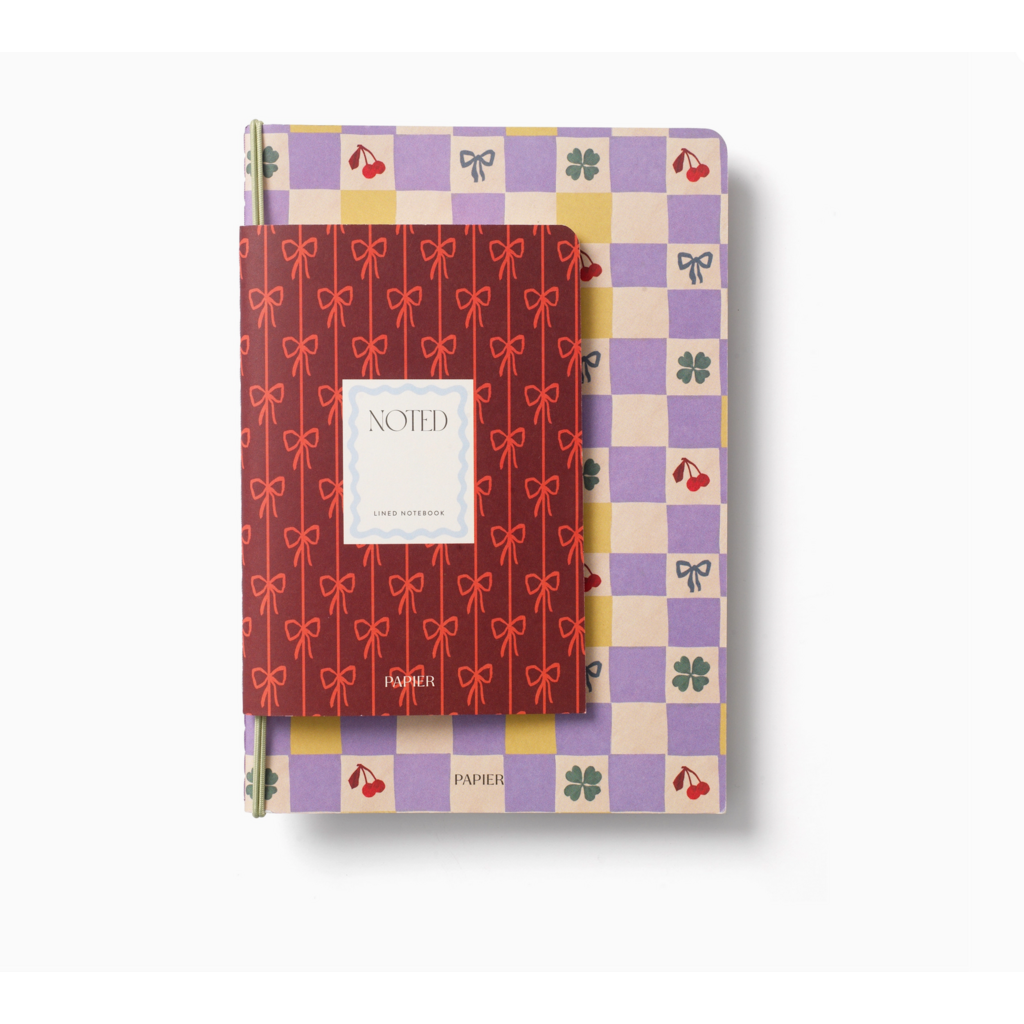 Checkerboard & Bows -Lined Notebook Set Softcover A5 & A6 Set Softcover A5 & A6 - Checkerboard & Bows
