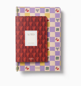 Lined Notebook Set Softcover A5 & A6 - Checkerboard & Bows