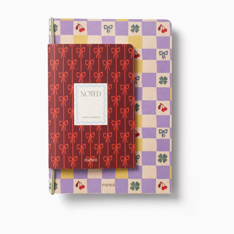 Checkerboard & Bows -Lined Notebook Set Softcover A5 & A6