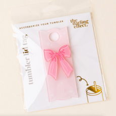 Bow Pink Tumbler Lid Tag