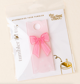Bow Pink Tumbler Lid Tag