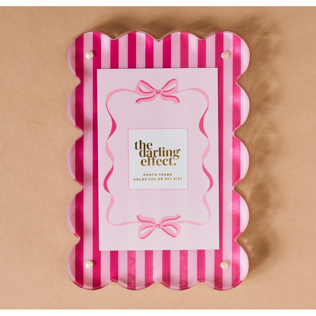 Sweetheart Stripes Rectangle Scalloped Acrylic Frame