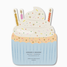 Birthday Cupcake Die-Cut Folded Greeting Card