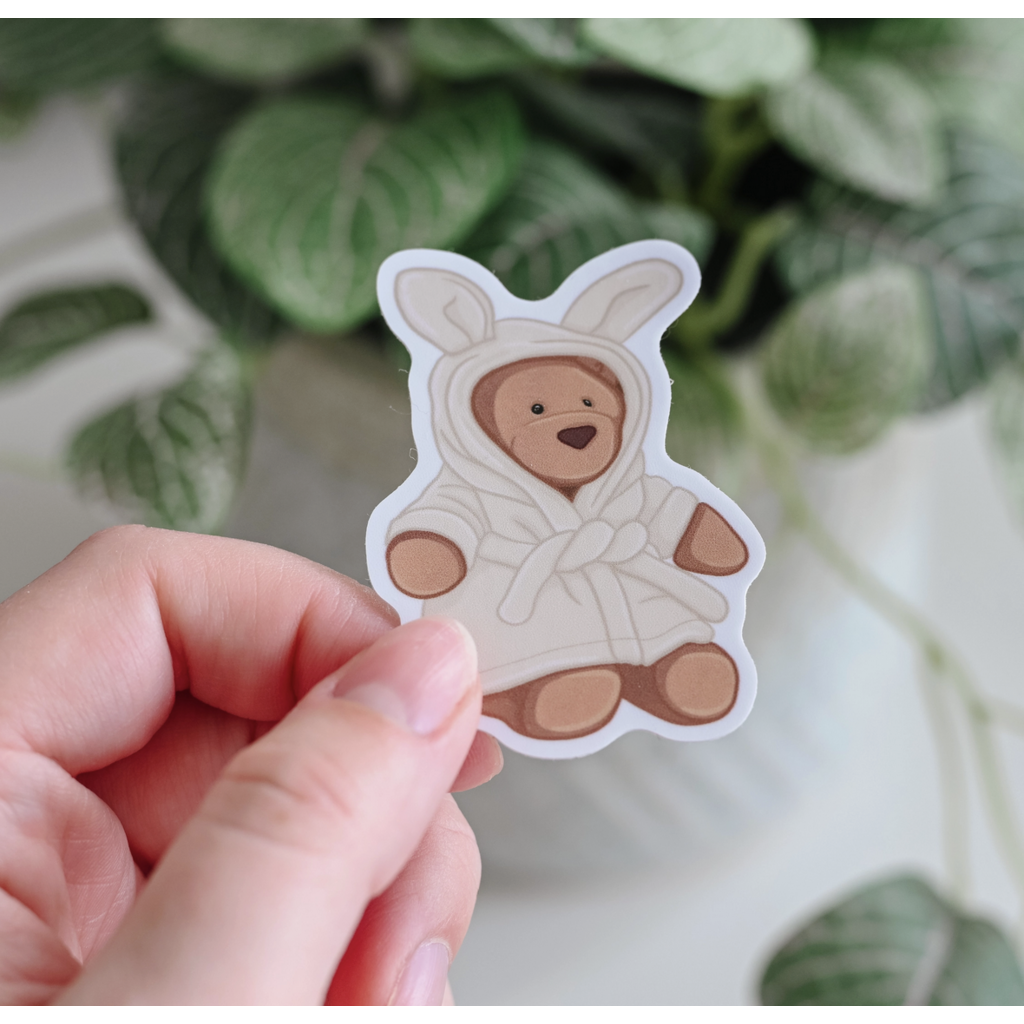 Cozy Robe Bear Jelly Vinyl Sticker
