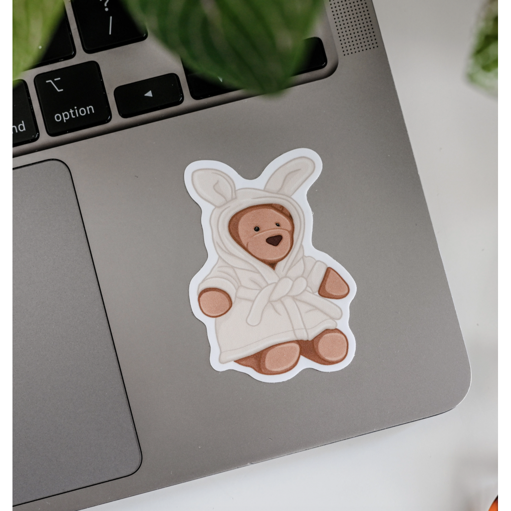 Cozy Robe Bear Jelly Vinyl Sticker