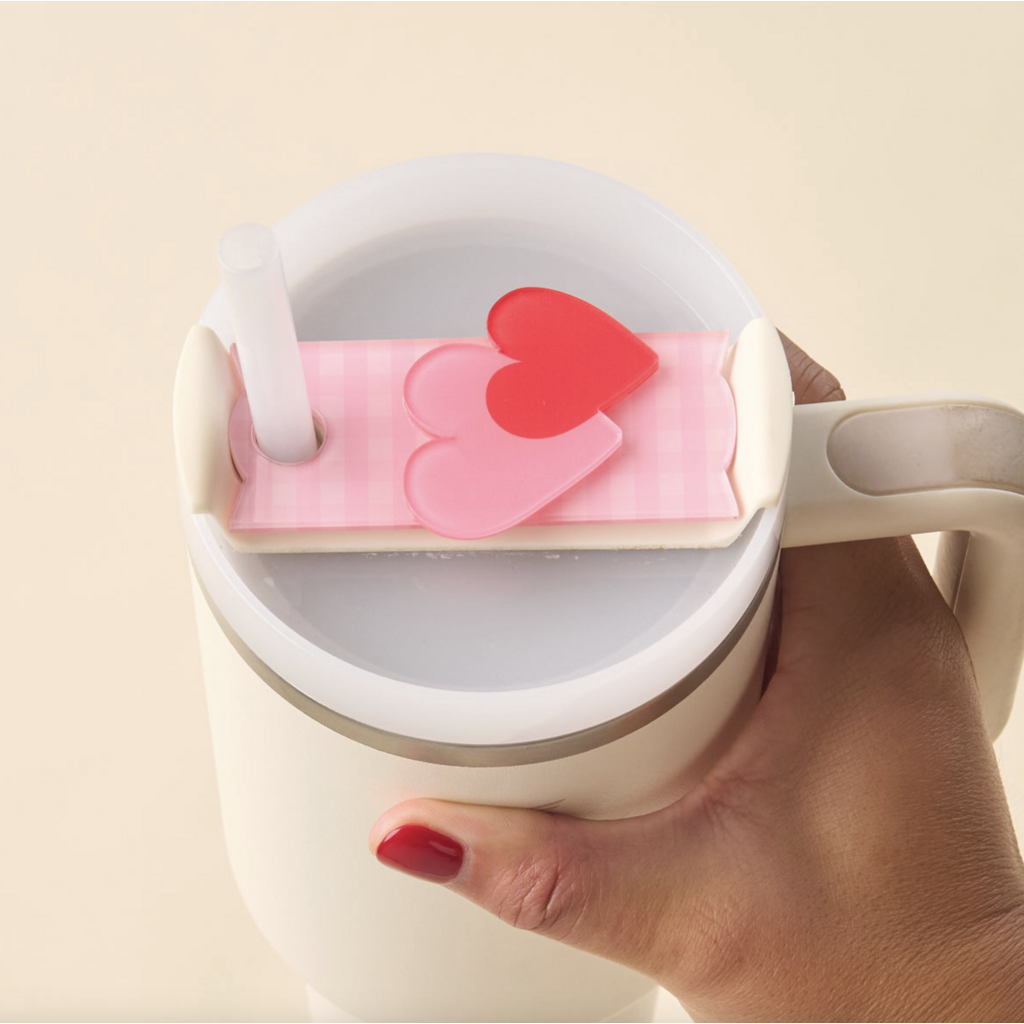 Charming Gingham Tumbler Lid Tag