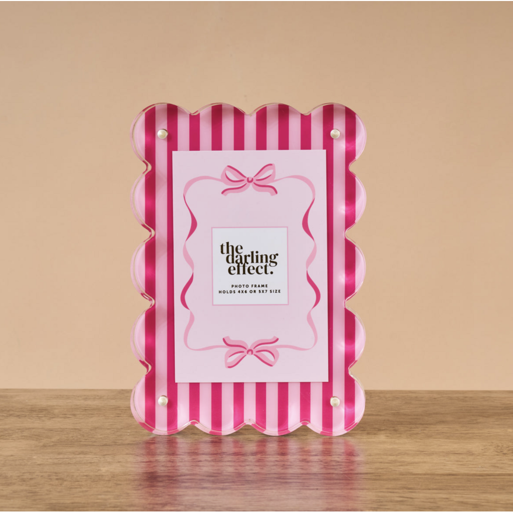 Sweetheart Stripes Rectangle Scalloped Acrylic Frame