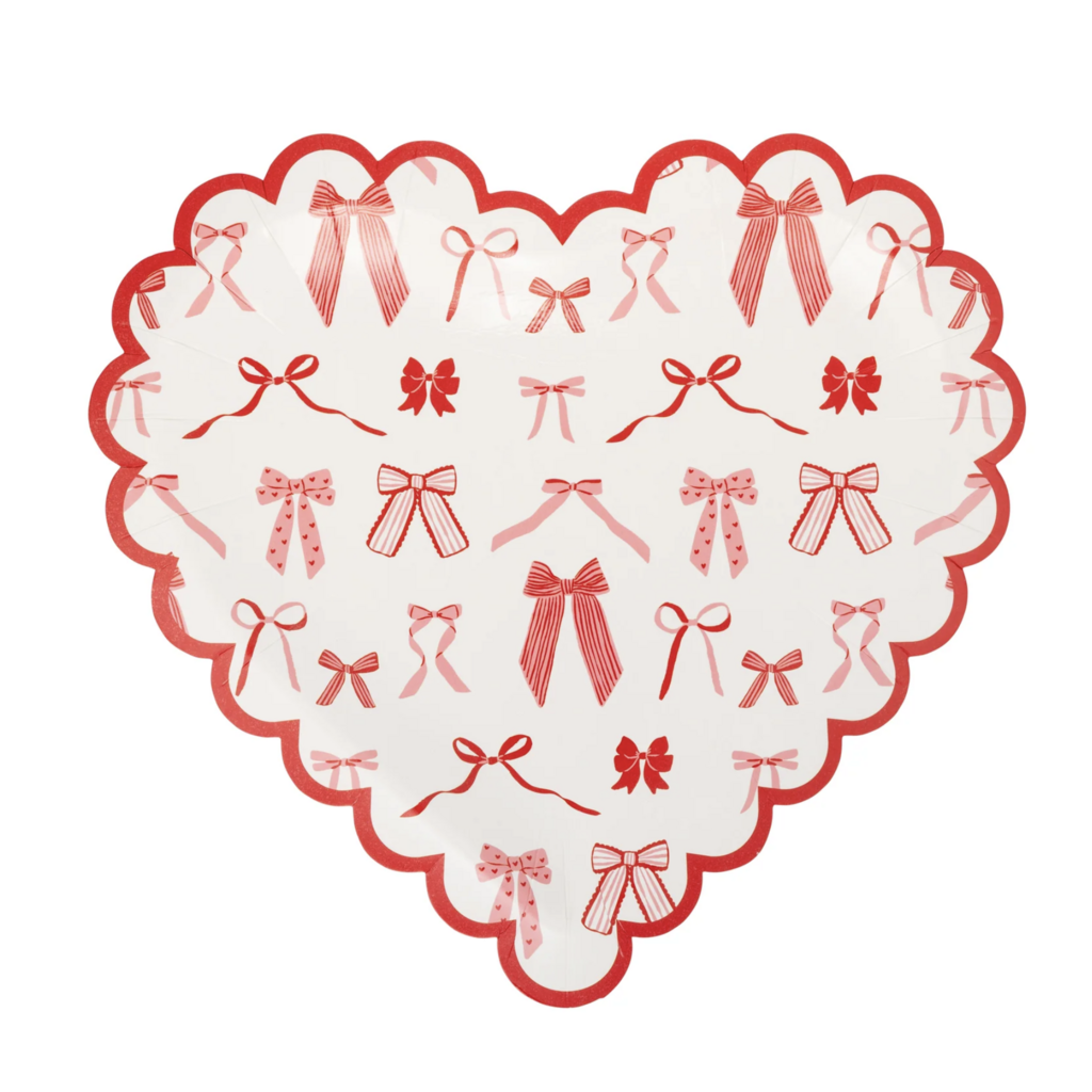 Bow Pattern Scalloped Heart Plates