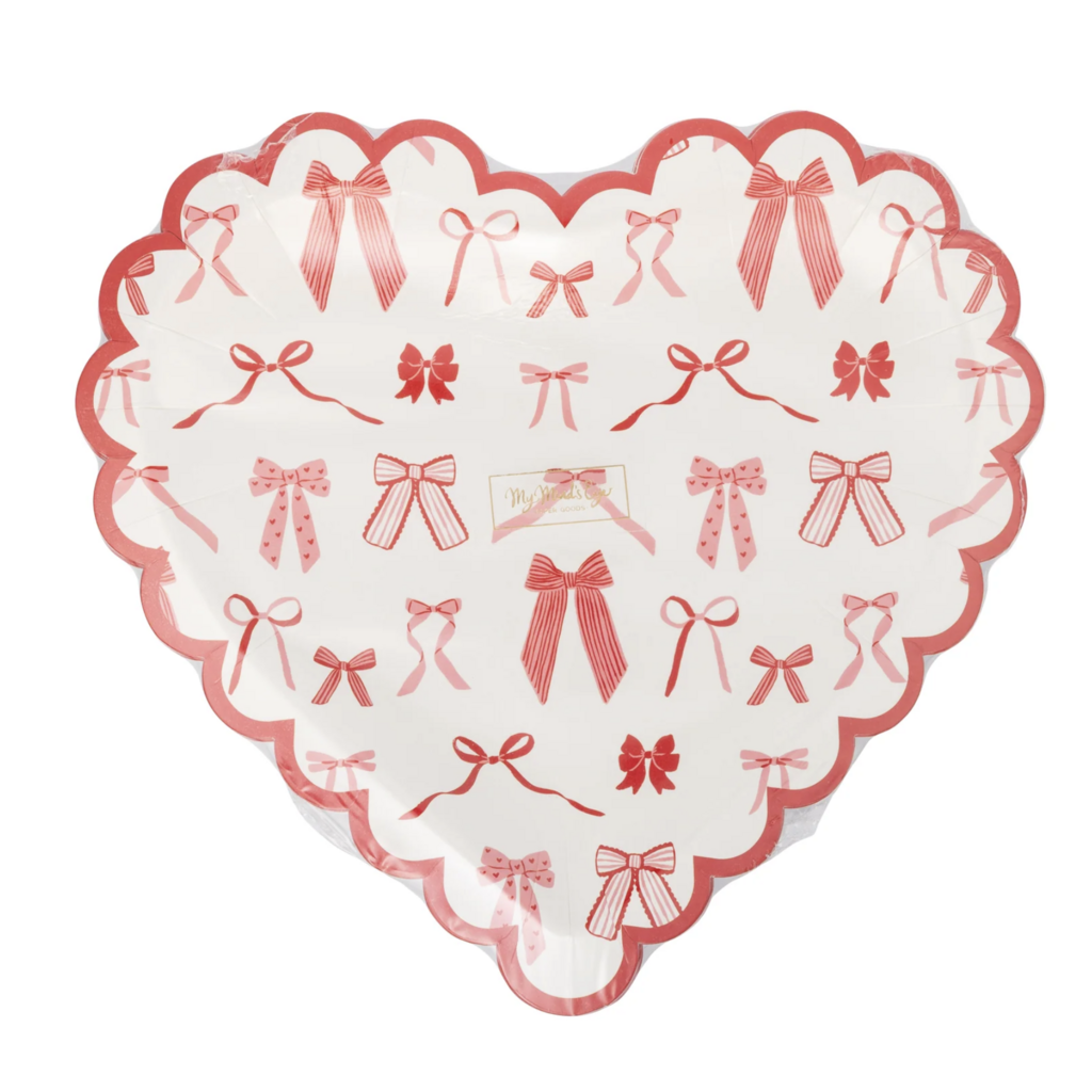 Bow Pattern Scalloped Heart Plates